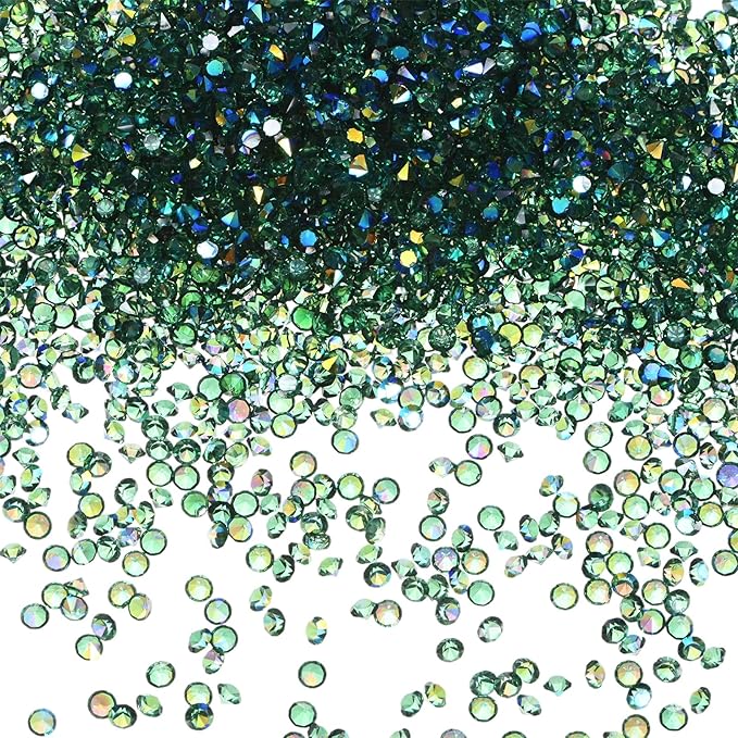 14400-Pack Acrylic Diamonds, 0.12 Inch/3mm Wedding Table Scatter Confetti Crystals for Vase Fillers/Art Craft, Acrylic Diamonds Gems [Dark Green AB]