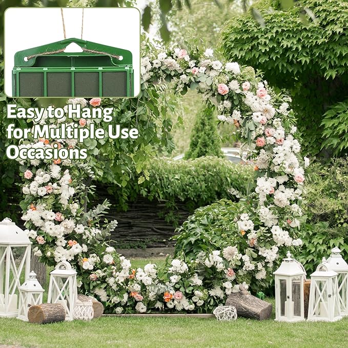 Aodaer 6 Pieces Floral Foam Cage with Floral Foam for Fresh and Artificial Flowers Rectangle Dry and Wet Flower Cage Bowl Holder for Wedding, Home and Garden Arrangement Decorations