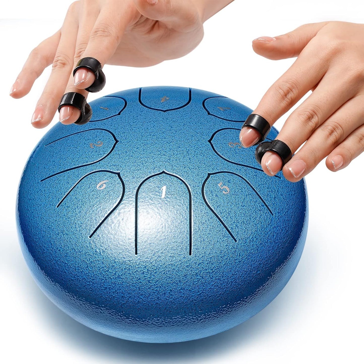 Steel Tongue Drum Percussion, 6 Inch 8 Notes Musical Instruments, Music Gifts for Family Friends (Seablue)