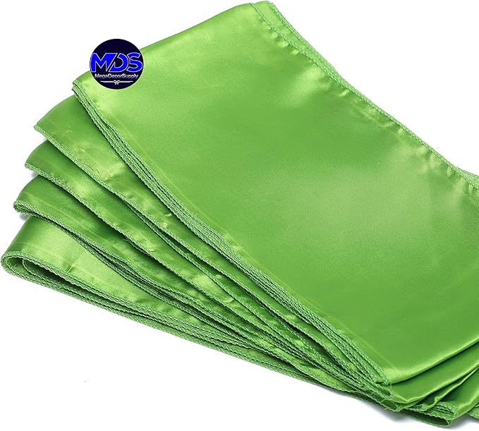 MDS Pack of 150 PCS Satin Chair Sashes Charmeuse Sateen Dining Chair Bows Ribbon Ties Back Sash for Wedding Party Birthday Home Hotel Restaurant Banquet Decoration (7 x 108 Inch, Parrot Green)