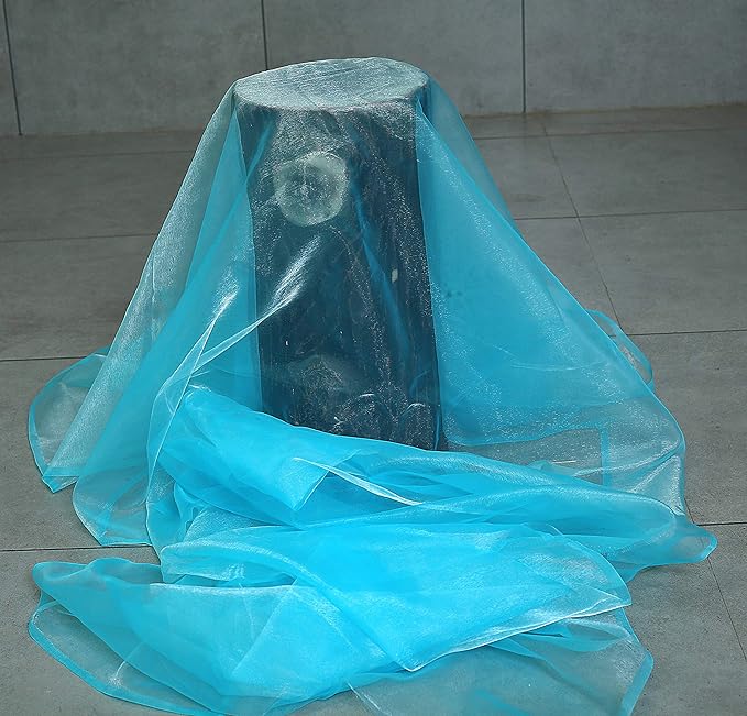 VDS Turquoise Organza Fabric, 15 Yards Continuous, 45” Wide, Wedding Party Decoration Iridescent Crystal Sheer Shiny Organza Tulle Bridal Dress DIY Crafts Costume Sewing Backdrop Arch Cloth