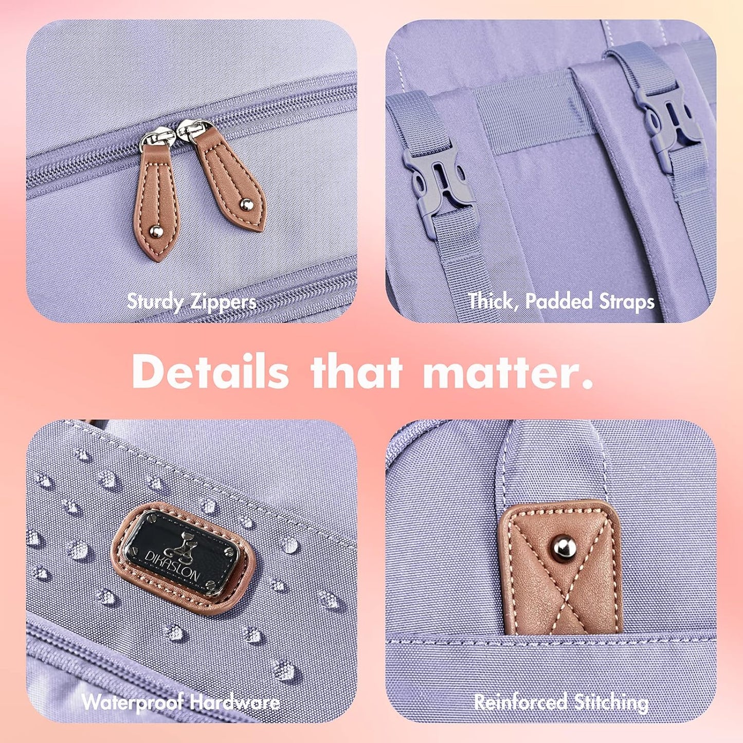 Dikaslon Diaper Bag Backpack with Portable Changing Pad, Pacifier Case and Stroller Straps, Large Unisex Baby Bags for Boys Girls, Multipurpose Travel Back Pack Moms Dads, Taro Purple