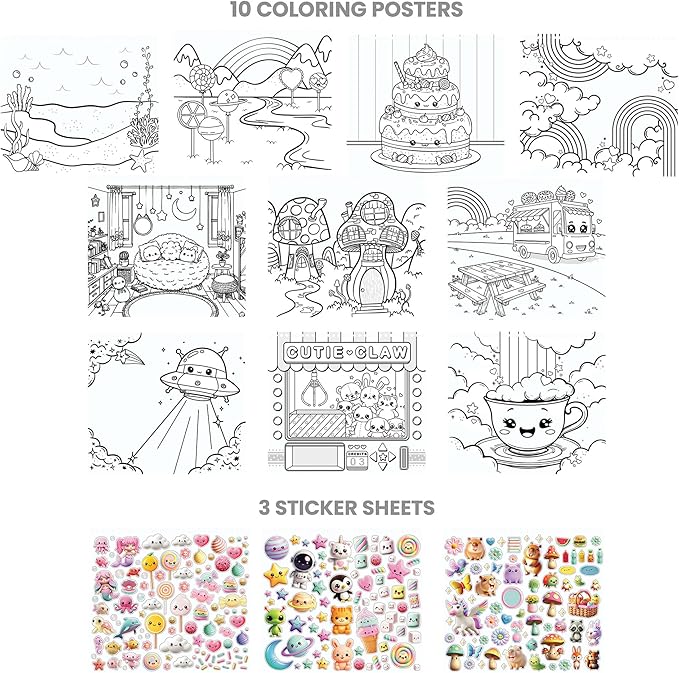 Fashion Angels Capybara & Co. Collage Activity Set, Includes 8 Sticker Sheets, 10 Sticker-by-Number Posters & 15 Drawing Pages, for Ages 6+