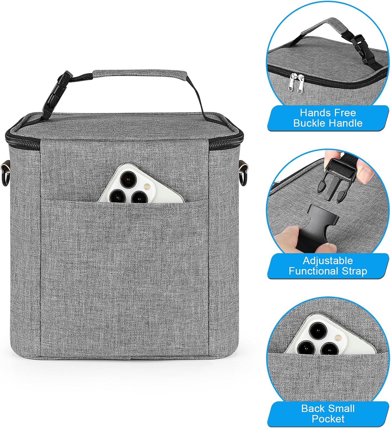 Accmor Breastmilk Cooler Bag with Ice Pack, Baby Bottle Cooler Bags, Insulated Bottle Cooler Tote Bags On The Go, Fits 6 Large 9oz Bottles, for Nursing Mom Daycare Travel, Grey