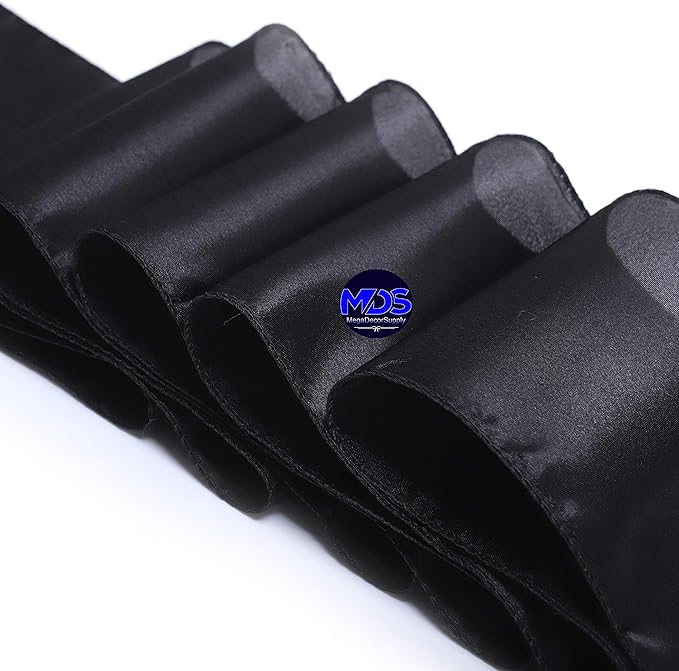 MDS Pack of 75 PCS Satin Chair Sashes Charmeuse Sateen Dining Chair Bows Ribbon Ties Back Sash for Wedding Party Birthday Home Hotel Restaurant Banquet Decoration (7 x 108 Inch, Black)