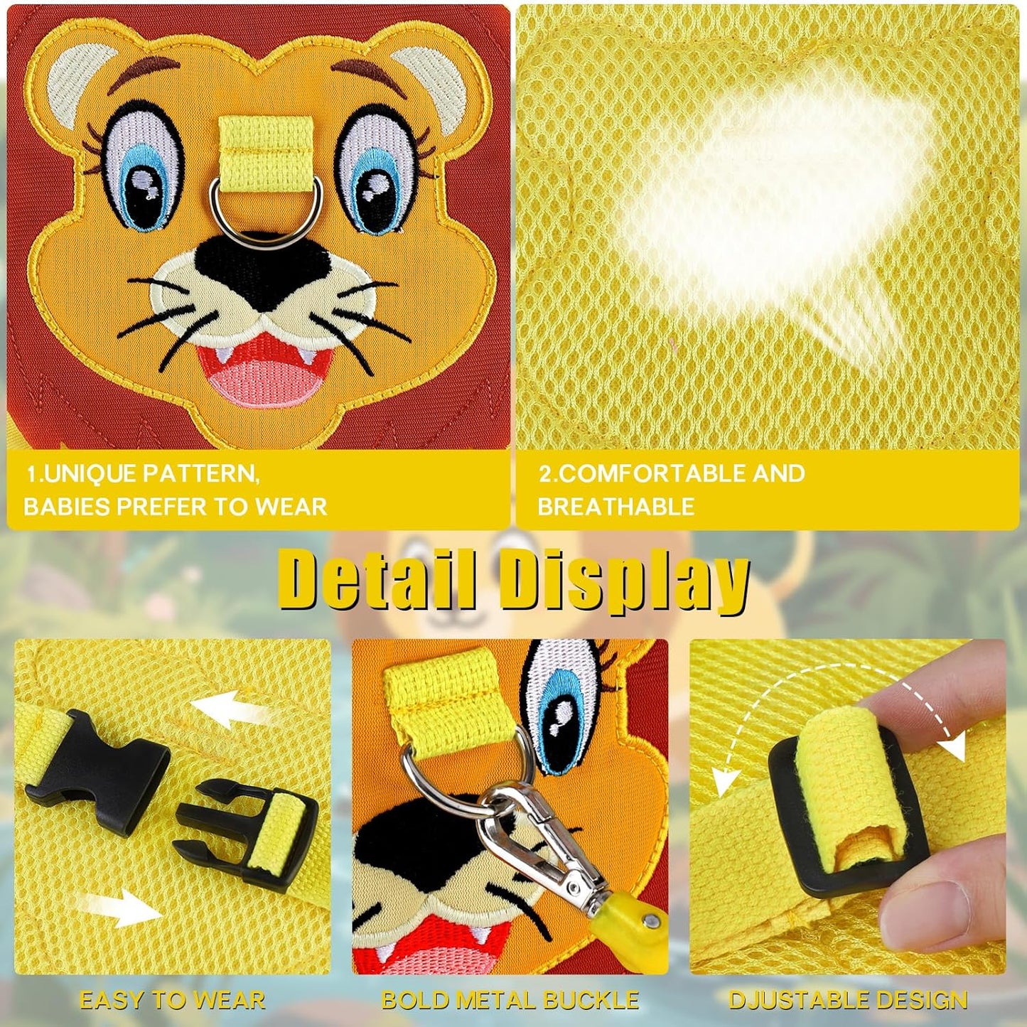 Toddlers Leash + Anti Lost Wrist Link Child Kids Safety Harness Kids Walking Wristband Assistant Strap Belt for Boys Pink Christmas Gift (Yellow)