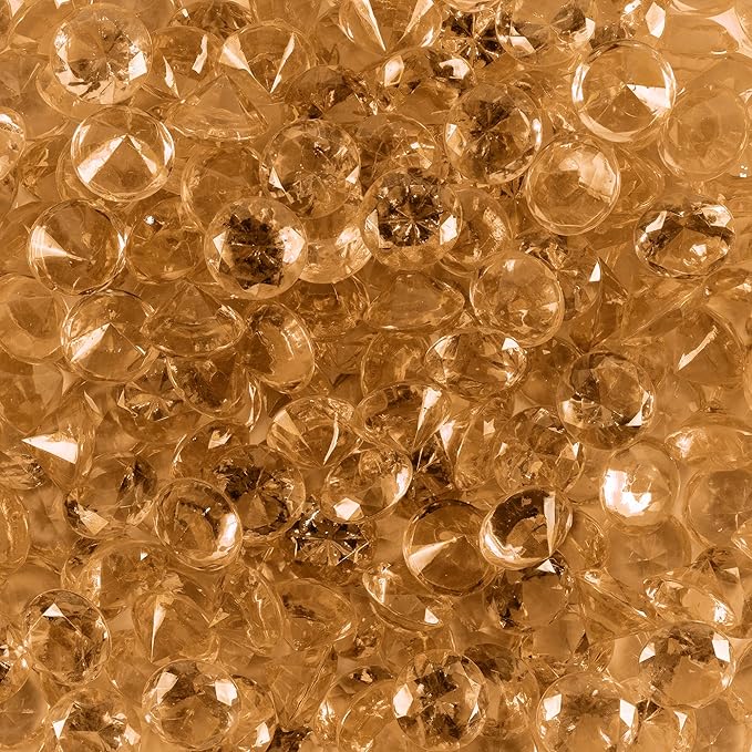 Super Z Outlet Acrylic Color Faux Round Diamond Crystals Treasure Gems for Table Scatters, Vase Fillers, Event, Wedding, Birthday Decoration Favor, Arts & Crafts (1 Pound, 240 Pieces) (Brown)