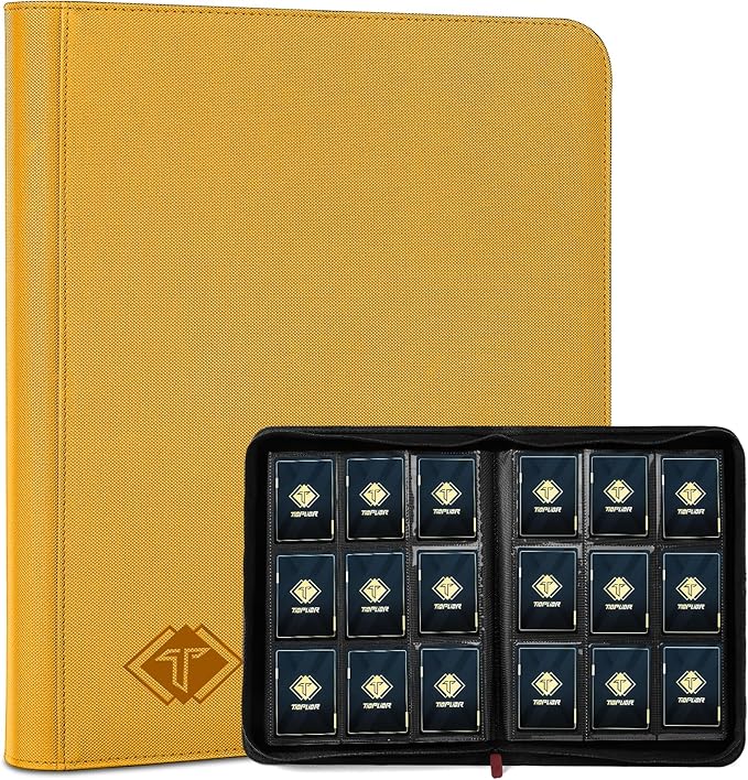 Trading Card Binder, Card Binder Album Fit for MTG Baseball Football Sports Cards, Easy to Use Card Collection Binder (Yellow, 432 Pockets)
