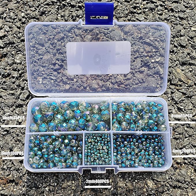 2-10mm Briolette Rondelle 810pcs Clear Green Crystal Glass Beads Faceted Shape Crystal Spacer Beads for Bracelet Necklace Decorative Hand Jewelry Making (2/4/6/8/10mm Clear Green)