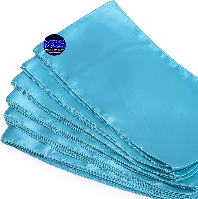 MDS Pack of 300 PCS Satin Chair Sashes Charmeuse Sateen Dining Chair Bows Ribbon Ties Back Sash for Wedding Party Birthday Home Hotel Restaurant Banquet Decoration (7 x 108 Inch, Turquoise)