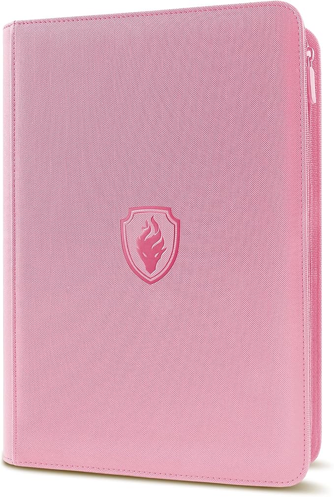 Premium Zip Card Binder, Fabmaker 9 Pocket Trading Card Binder, 360 Zipper Card Collection Album Folder, Side-Loading Card Holder for MTG, TCG, Sports Cards, Pink