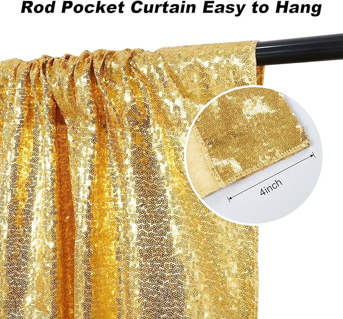 Gold Sequin Backdrop 20FTx10FT NO See-Through Photobooth Backdrop Curtains for Birthday Party Wedding Decoration