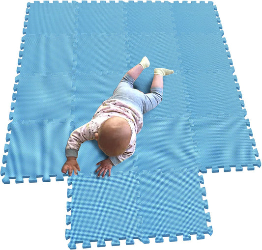 MQIAOHAM® 18 Pieces Puzzle Play Mats, Soft Baby Play Mat, Kids Interlocking Foam Floor Tiles, Toddlers Carpet Playmats G301018-107