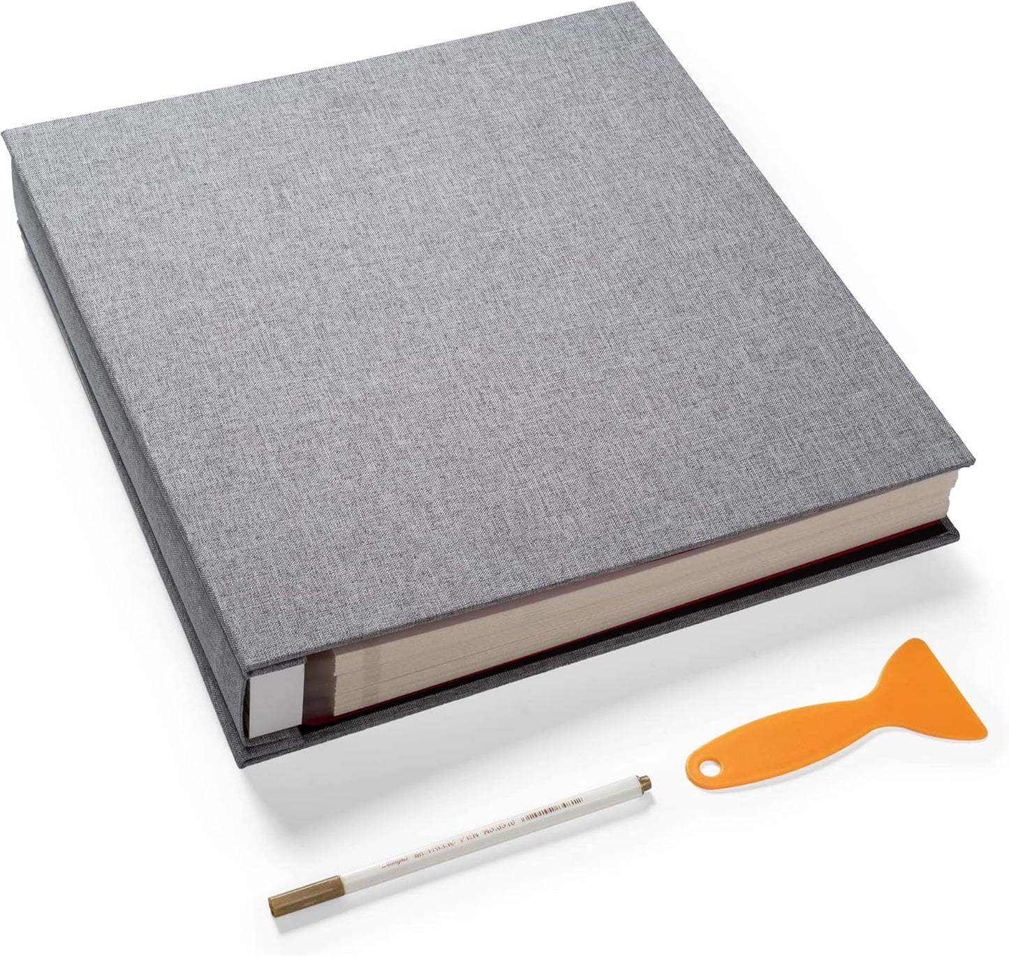 Large Photo Album Self Adhesive 4x6 8x10 10x12 Scrapbook Magnetic Album DIY Scrapbook Length 13 x Width 12.8 (Inches) 120 Sticky Pages Linen Cover DIY Photo Album(Grey)