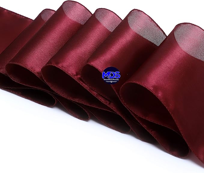 MDS Pack of 50 PCS Satin Chair Sashes Charmeuse Sateen Dining Chair Bows Ribbon Ties Back Sash for Wedding Party Birthday Home Hotel Restaurant Banquet Decoration (7 x 108 Inch, Maroon)