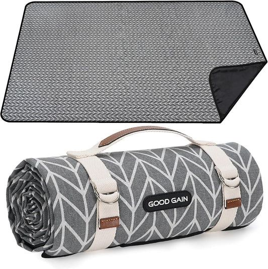 Picnic Blankets Outdoor Extra Large - Waterproof Picnic Blanket with Carry Strap | Machine Washable Picnic Mat with Sandproof Backing for Park , Grass, Camping, Hiking, Concerts (Graphite Grey)