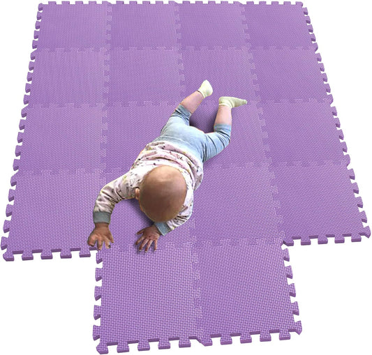 MQIAOHAM® 18 Pieces Puzzle Play Mats, Soft Baby Play Mat, Kids Interlocking Foam Floor Tiles, Toddlers Carpet Playmats G301018-111
