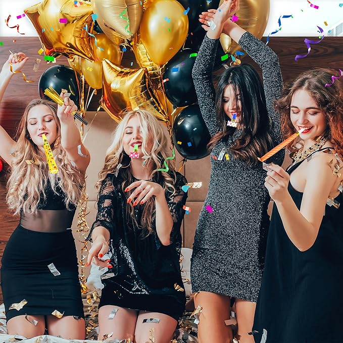 24 Pcs Party Blower Colorful Blowouts Noisemakers Birthday Blowouts Whistles for Party Favors(Colorful Paper Roll)