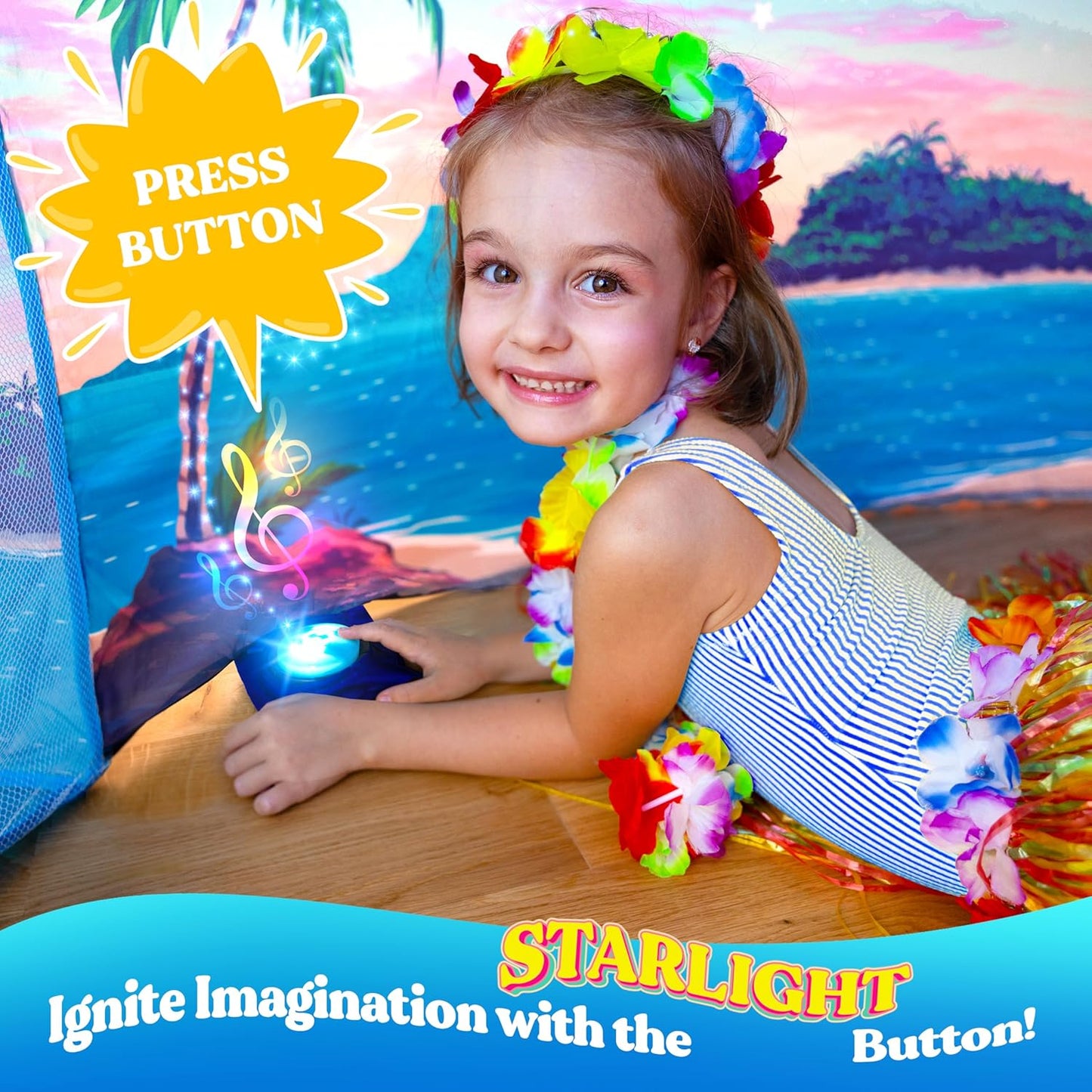 W&O Starlit Oasis with LED Lights & Sound – Glow-in-The-Dark Constellations for an Enchanting Stargazing Adventure – for Kids Ages 3-12 (Fan Not Included)