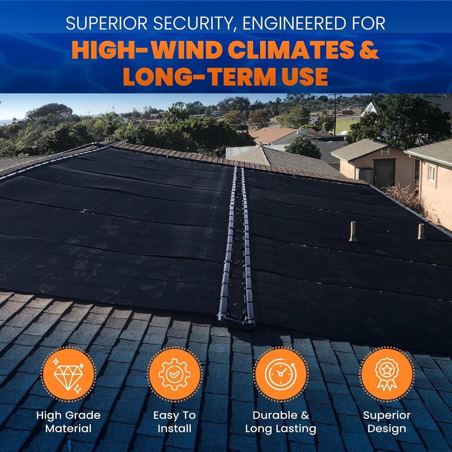 Industrial Grade Solar Pool Heater DIY Kit - Superior High-Wind Strapless Mounting System & Maximum Freeze Resistance (10-4'x9.5' / 380 Square Feet)