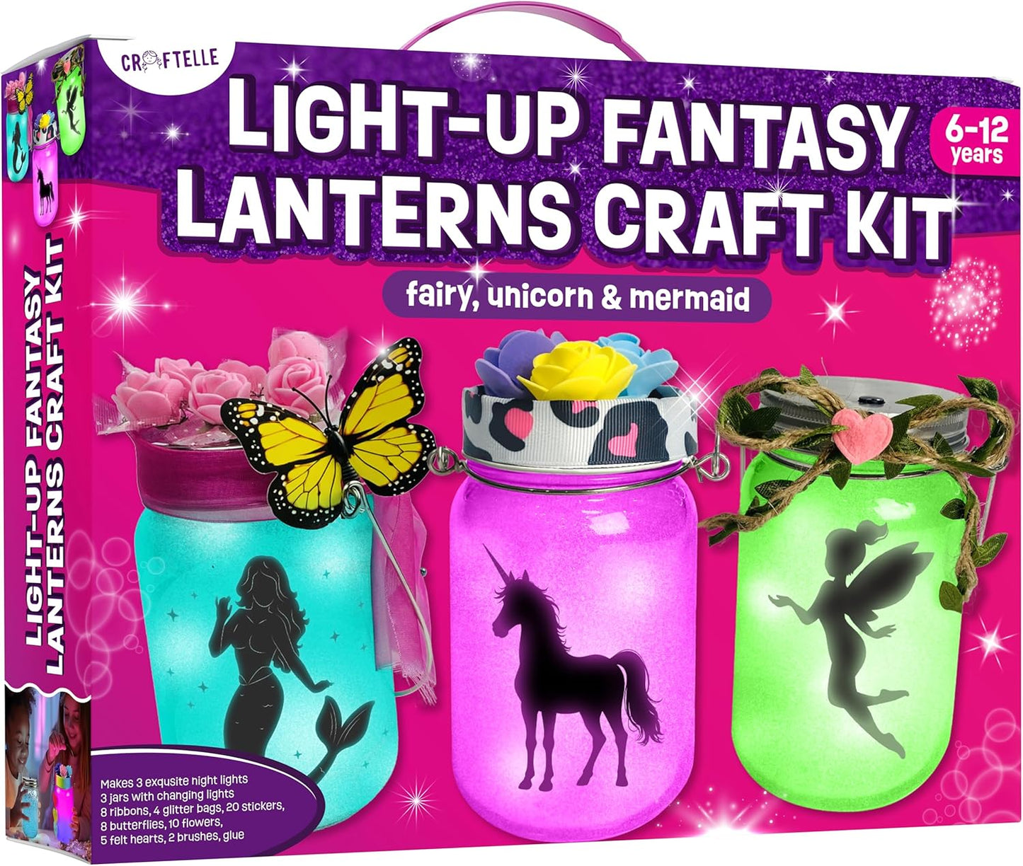Light-up Unicorn Fairy & Mermaid Lanterns Craft Kit – Christmas Gifts for 8 9 10 11 12 Year Old Girls - Creative Art Girl Toys 8-10 Years Old and Up - Craft Kits for Girls Ages 8-12 - Tween Gift Ideas