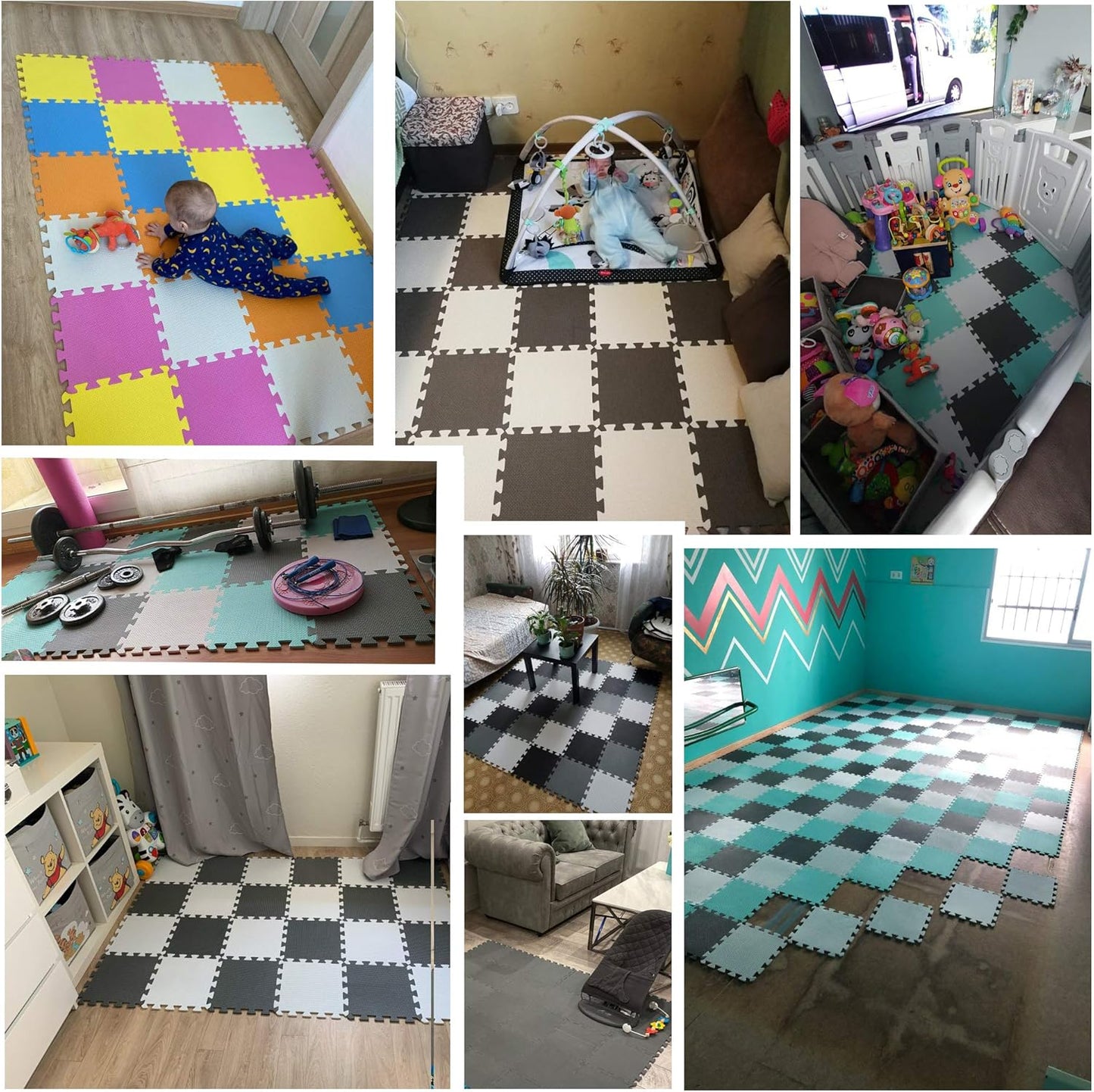 YIMINYUER® 20 Tiles (30cm×30cm×1cm Each Tile) Baby Soft Puzzle Play Mats, Kids Thick EVA Foam Floor, Toddlers & Children's Soft Interlocking Mat R01R04R08G301020