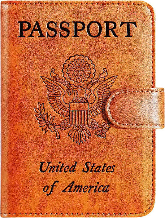 Passport Holder Cover Wallet RFID Blocking Leather Card Case Travel Accessories for Women Men (Claybank)