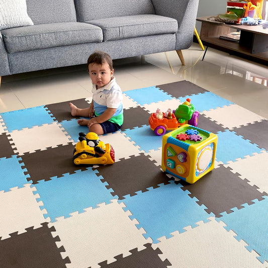 MioTetto Foam Floor Tiles for Kids - Non-Toxic Comfortable Baby Play Mat and Interlocking Foam Tiles, Fits with 74x74 Playpen Mat for Crawling & Development, Soft Play Mat for Babies 6-12 Months