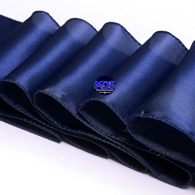 MDS Pack of 75 PCS Satin Chair Sashes Charmeuse Sateen Dining Chair Bows Ribbon Ties Back Sash for Wedding Party Birthday Home Hotel Restaurant Banquet Decoration (7 x 108 Inch, Navy Blue)
