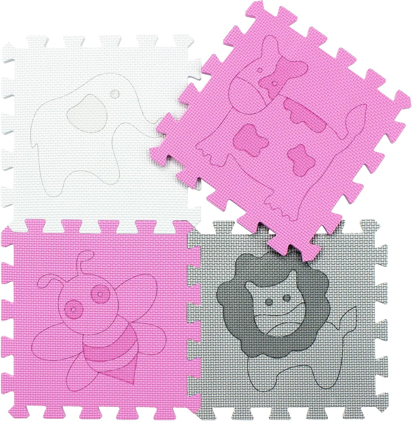 qqpp EVA 18 Tiles Baby Play Mat for Playing, Interlocking Foam Floor Mats for Tummy Time & Crawling, Puzzle Flooring Tiles with Animals Laser Pattern for Kids. QL-11(ACL) b18N