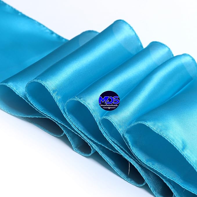 MDS Pack of 300 PCS Satin Chair Sashes Charmeuse Sateen Dining Chair Bows Ribbon Ties Back Sash for Wedding Party Birthday Home Hotel Restaurant Banquet Decoration (7 x 108 Inch, Turquoise)