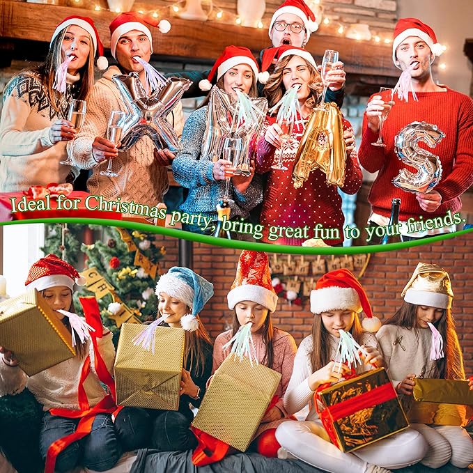 12 Pcs Party Blowers Glitter Noise Makers Metallic Fringed Party Horns for Adults Birthday Graduation New Years Party Favors Supplies