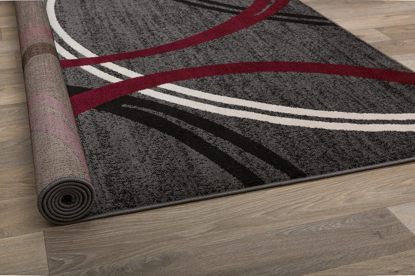 Rugshop Modern Wavy Circles Design Area Rug 5' 3" x 7' 3" Red