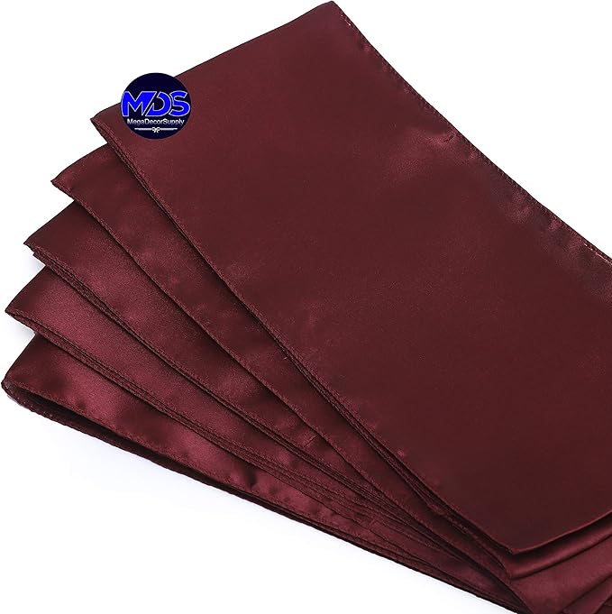 MDS Pack of 50 PCS Satin Chair Sashes Charmeuse Sateen Dining Chair Bows Ribbon Ties Back Sash for Wedding Party Birthday Home Hotel Restaurant Banquet Decoration (7 x 108 Inch, Maroon)