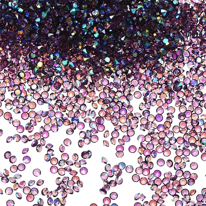 14400-Pack Acrylic Diamonds, 0.12 Inch/3mm Wedding Table Scatter Confetti Crystals for Vase Fillers/Art Craft, Acrylic Diamonds Gems [Dark Purple AB]