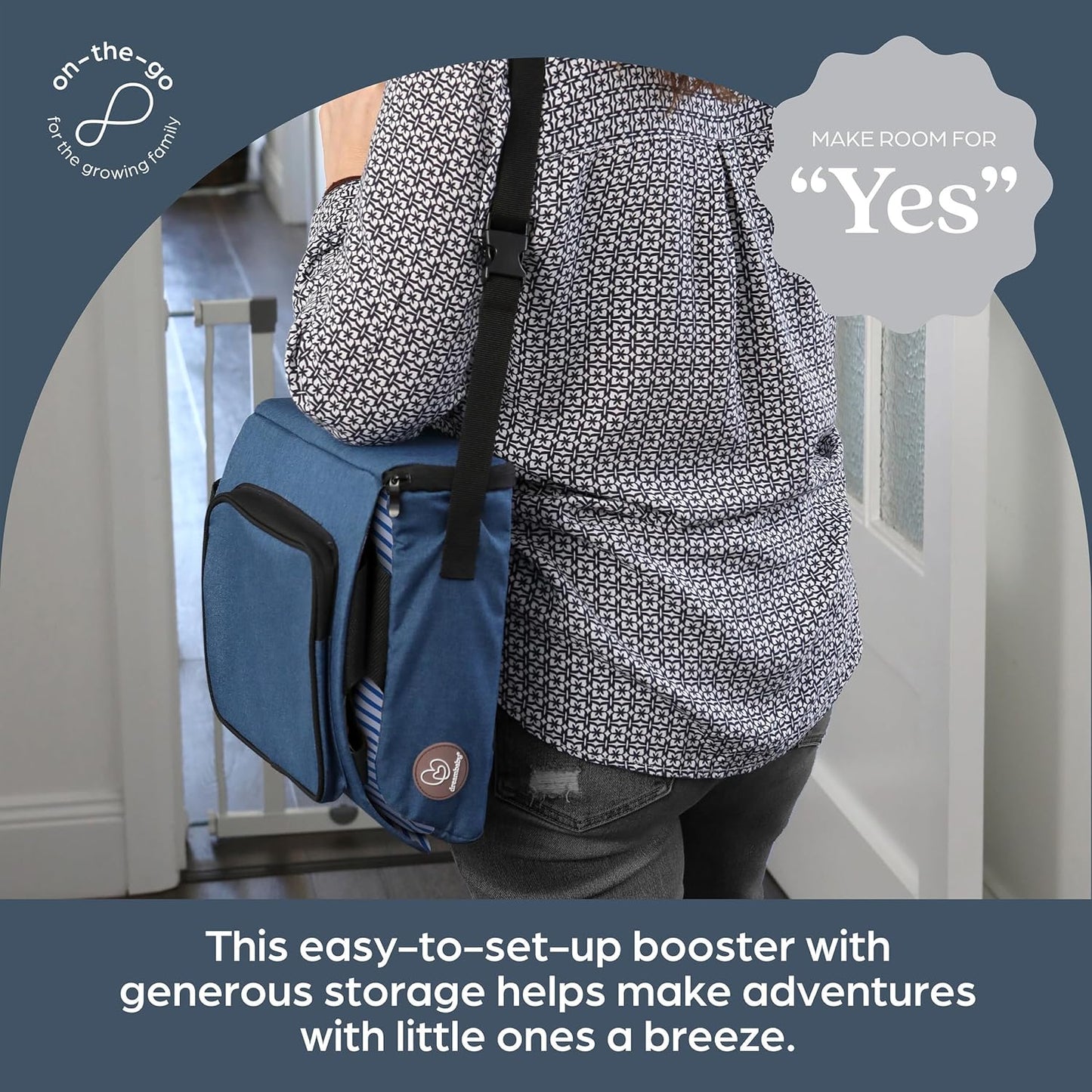 Dreambaby Grab ‘N Go Travel Booster Seat – Portable Toddler High Chair for Dining (6M-5Y) with Storage & Shoulder Strap