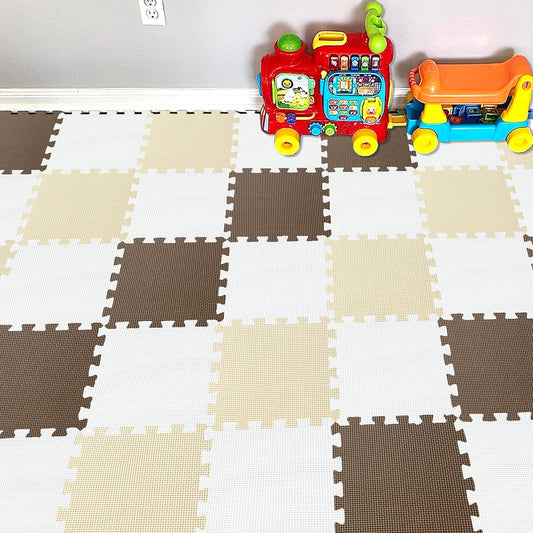 YIMINYUER® 25 Tiles (30cm×30cm×1cm Each Tile) Baby Soft Puzzle Play Mats, Kids Thick EVA Foam Floor, Toddlers & Children's Soft Interlocking Mat R01R06R10G301025