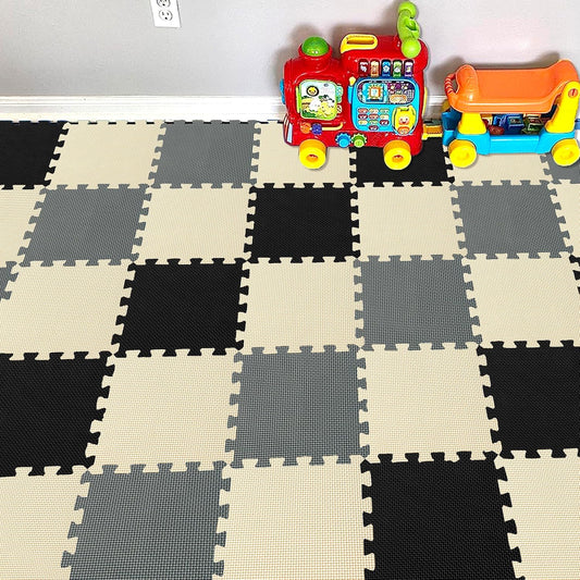 YIMINYUER® 25 Tiles (30cm×30cm×1cm Each Tile) Baby Soft Puzzle Play Mats, Kids Thick EVA Foam Floor, Toddlers & Children's Soft Interlocking Mat R04R10R12G301025