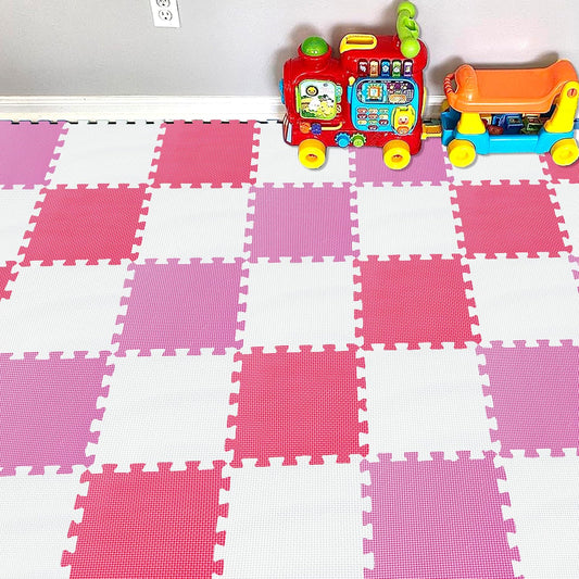 YIMINYUER® 25 Tiles (30cm×30cm×1cm Each Tile) Baby Soft Puzzle Play Mats, Kids Thick EVA Foam Floor, Toddlers & Children's Soft Interlocking Mat R01R03R09G301025