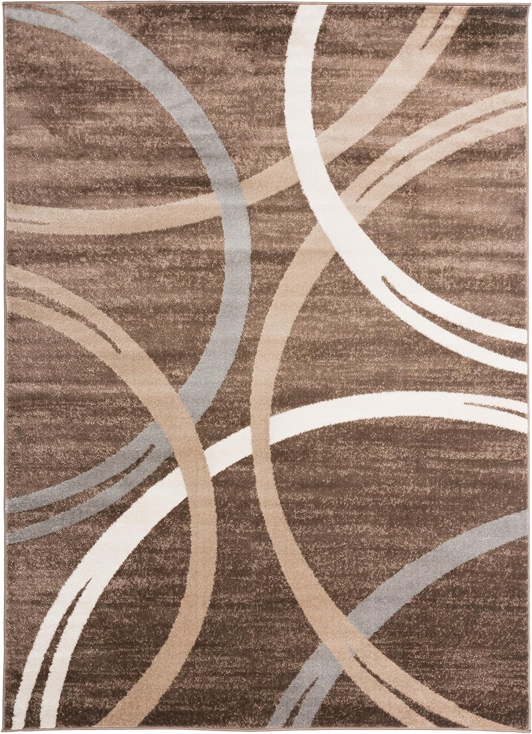 Rugshop Modern Wavy Circles Design Area Rug 4' x 6' Brown