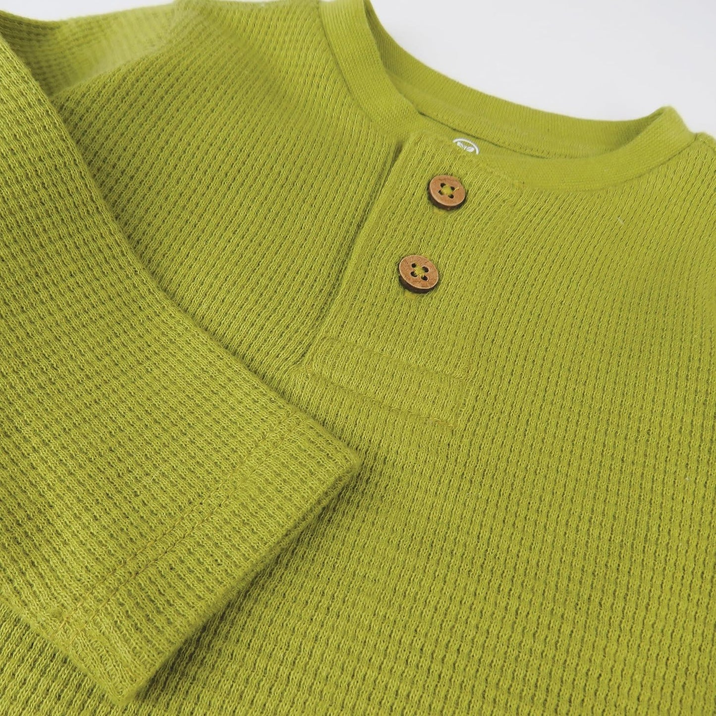 HonestBaby 5-pack Waffle Henley Long Sleeve Shirts 100% Organic Cotton for Infant Baby and Toddler Boys, Unisex