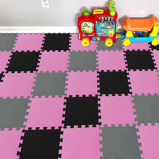 YIMINYUER® 25 Tiles (30cm×30cm×1cm Each Tile) Baby Soft Puzzle Play Mats, Kids Thick EVA Foam Floor, Toddlers & Children's Soft Interlocking Mat R03R04R12G301025