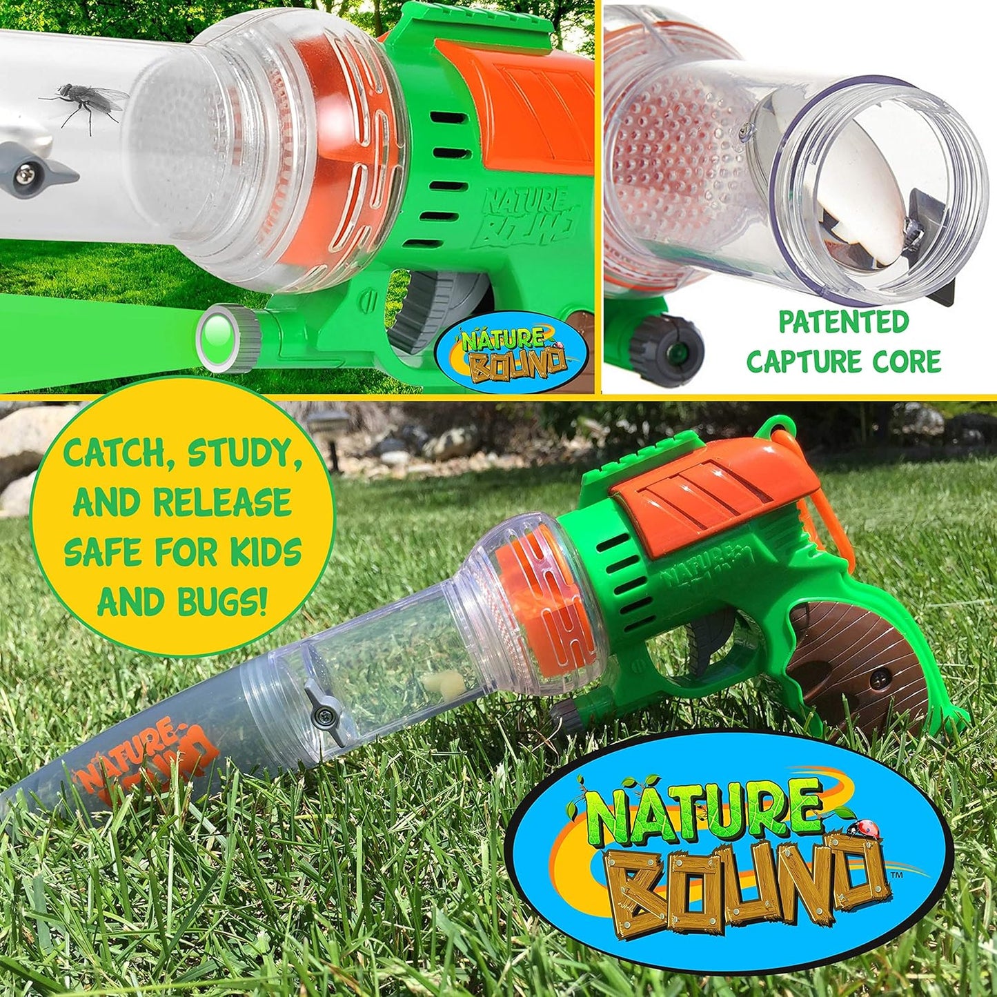 Nature Bound Bug Catcher Toy | Eco-Friendly Bug Vacuum, Catch and Release | Ages 3 to 12 Indoor/Outdoor Play Toy | Includes Capture Core with Magnification | Complete Kit for Kids | Green