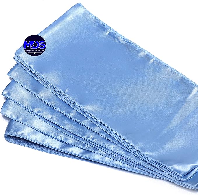 MDS Pack of 150 PCS Satin Chair Sashes Charmeuse Sateen Dining Chair Bows Ribbon Ties Back Sash for Wedding Party Birthday Home Hotel Restaurant Banquet Decoration (7 x 108 Inch, Baby Blue)
