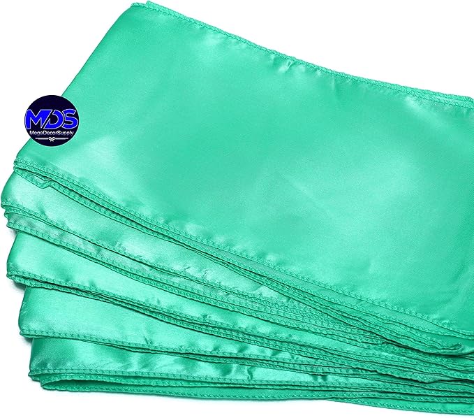 MDS Pack of 10 PCS Satin Chair Sashes Charmeuse Sateen Dining Chair Bows Ribbon Ties Back Sash for Wedding Party Birthday Home Hotel Restaurant Banquet Decoration (7 x 108 Inch, Mint)
