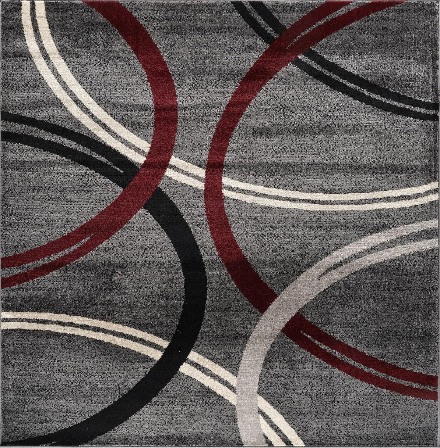 Rugshop Modern Wavy Circles Design Square Area Rug 6'6" x 6'6" Red