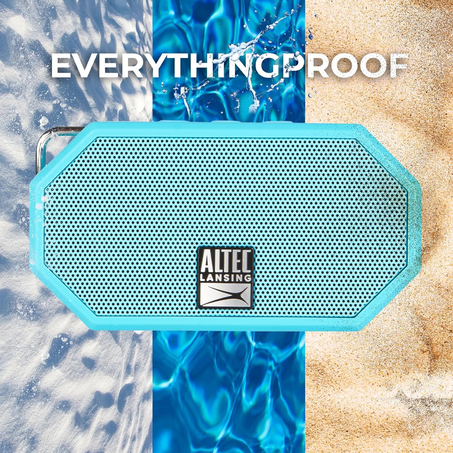 Altec Lansing Mini H2O - Waterproof Bluetooth Speaker, IP67 Certified & Floats in Water, Compact & Portable Speaker for Hiking, Camping, Pool, and Beach,Aqua